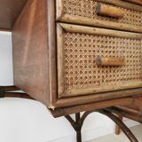 Rattan desk and vintage canning