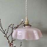 Vintage lampshade pendant light in pink opaline