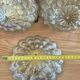 Set of 3 vintage amber moulded glass wall lights and ceiling lights.