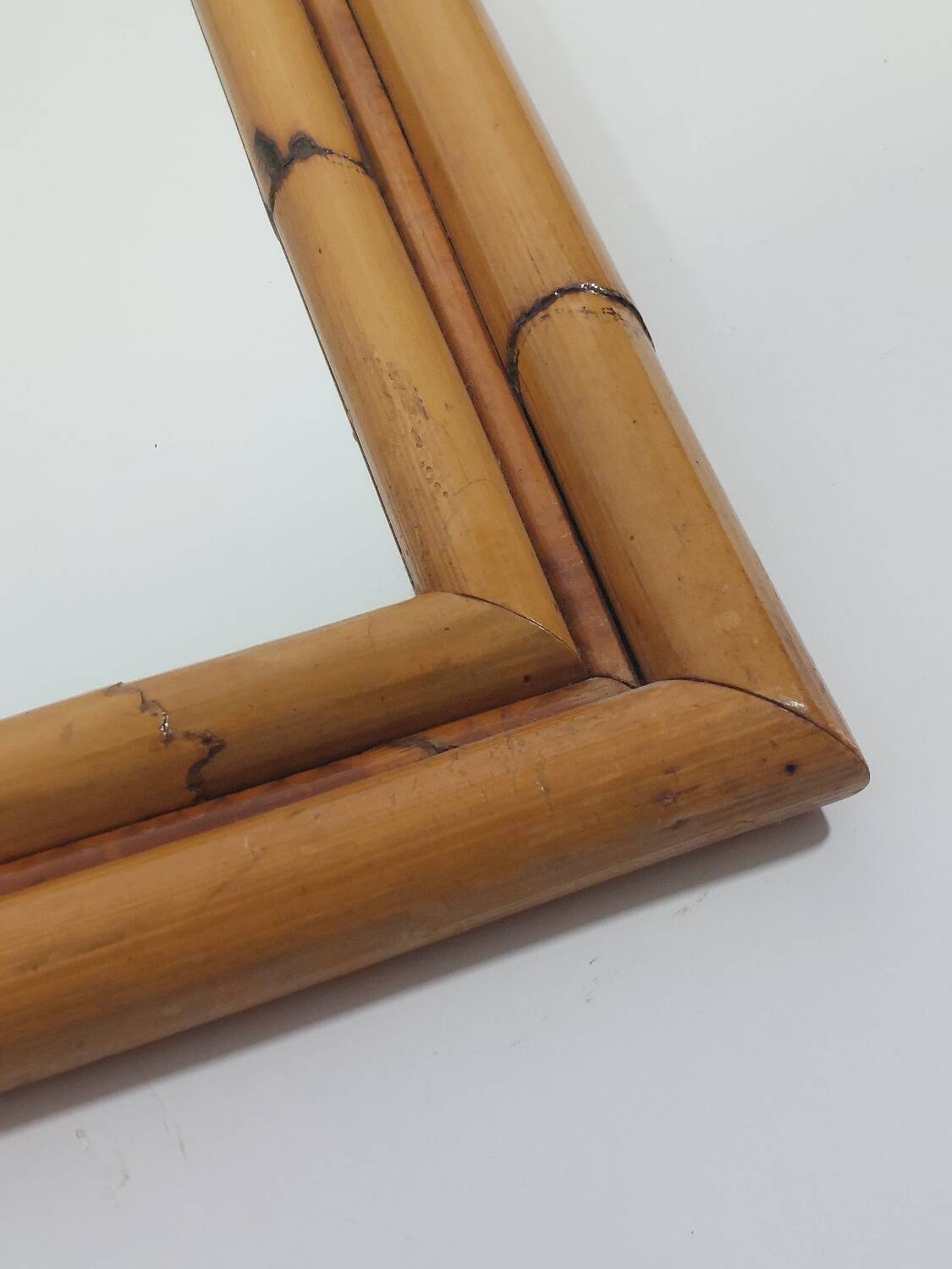 Vintage Mid Century Wandspiegel Bambus Boho 70s