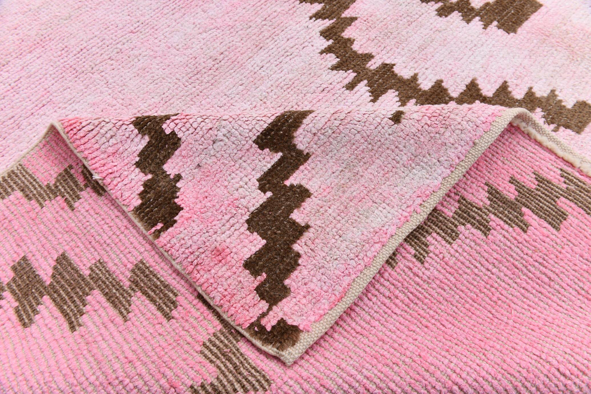 7x10 Pink Brown Modern Kilim Rug, 208x300Cm