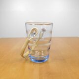 Seau à glace - Rotin et verre ondulé - Années 60