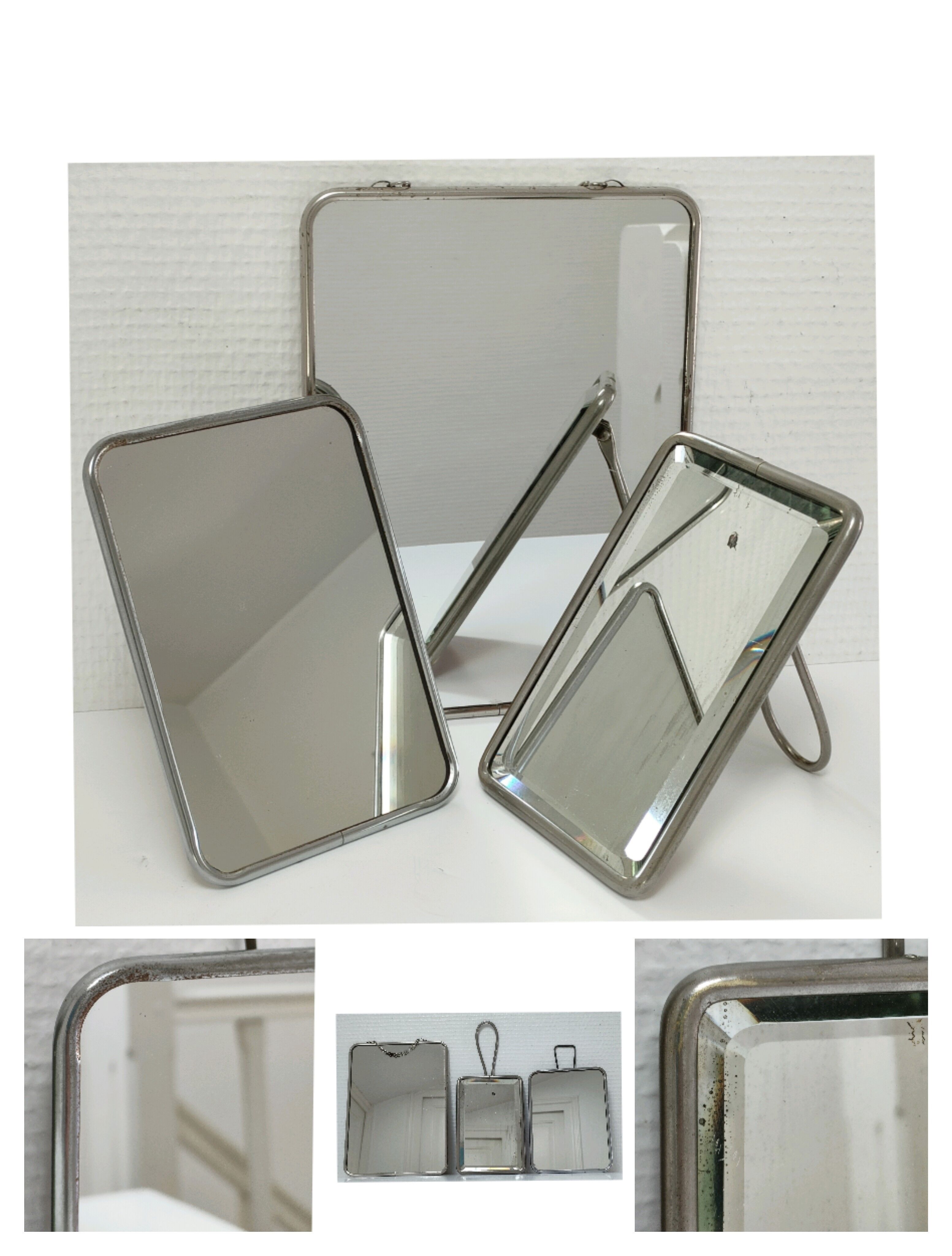 three barber mirrors metal frame early to middle XXth