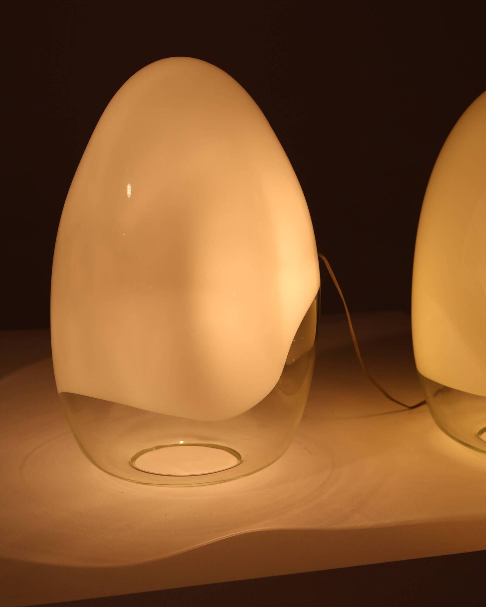 Pair of nessa lamps in murano glass, gino vistosi, 1970s