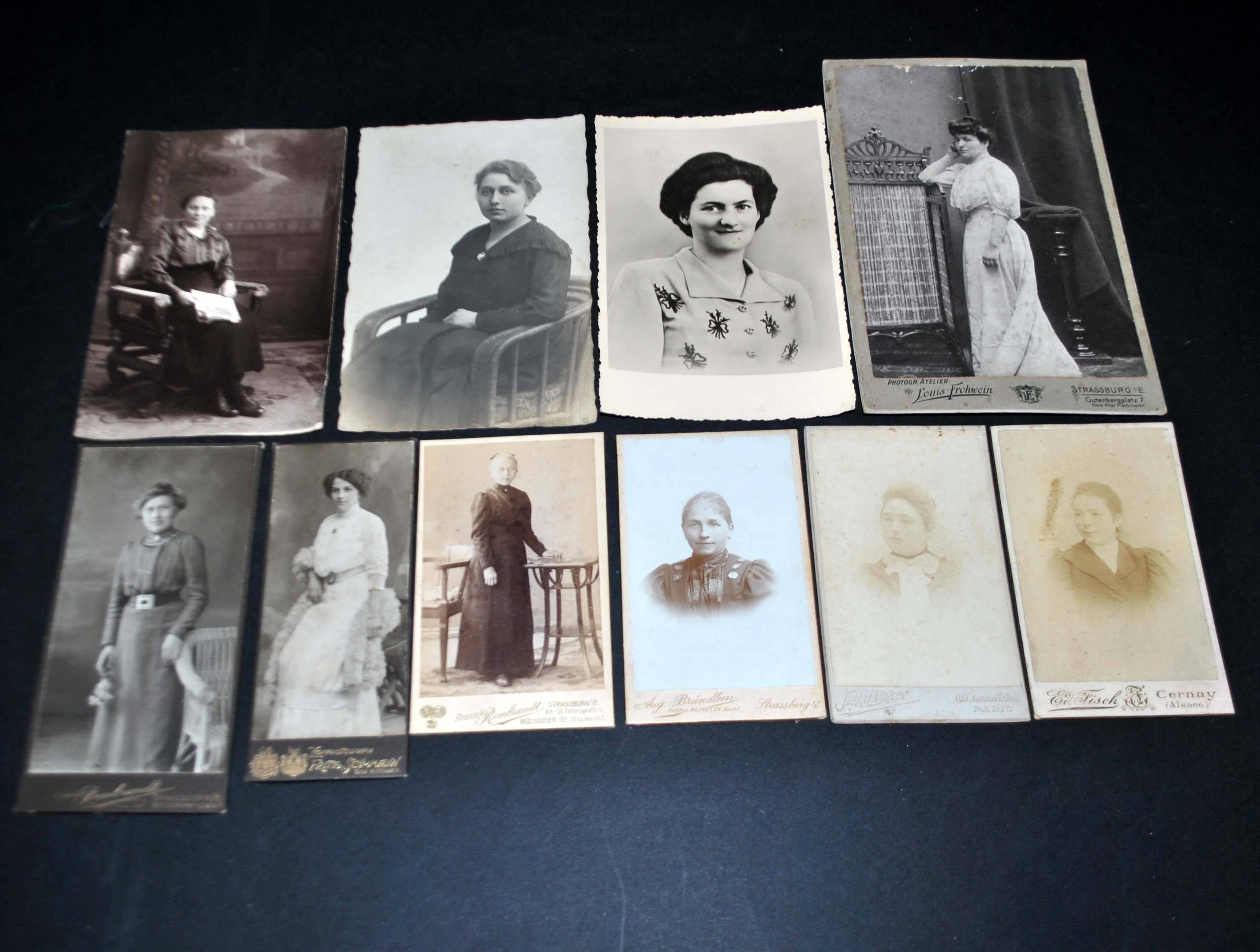 Lot of 10 old photos of women - 1920s to 1950s