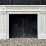 Louis XVI Style Fireplace In Statuary White Marble Circa 1880
