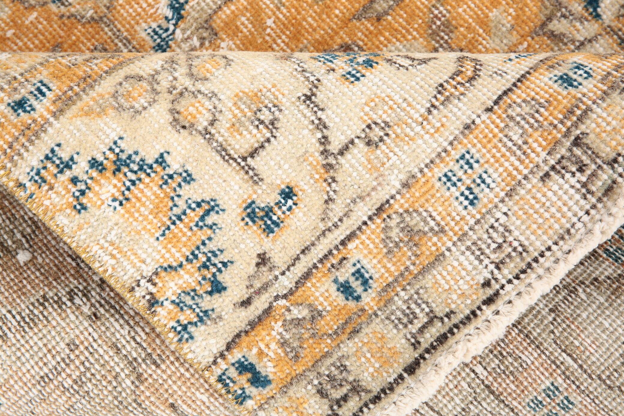 2x10 Orange & Navy Blue Floral Vintage Runner Rug, 73x297Cm