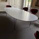 Fritz Hansen Superellipse table numbered 3m/1.30m, grey, chrome legs