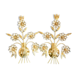 Pair of golden wall lamps Italy 70-80