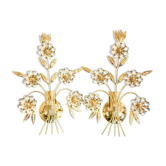 Pair of golden wall lamps Italy 70-80