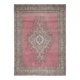 1970s Vintage Persian Handmade Wool Cotton Pink Area Rug 290x393