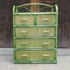 Chest of drawers in green rattan circa 1970