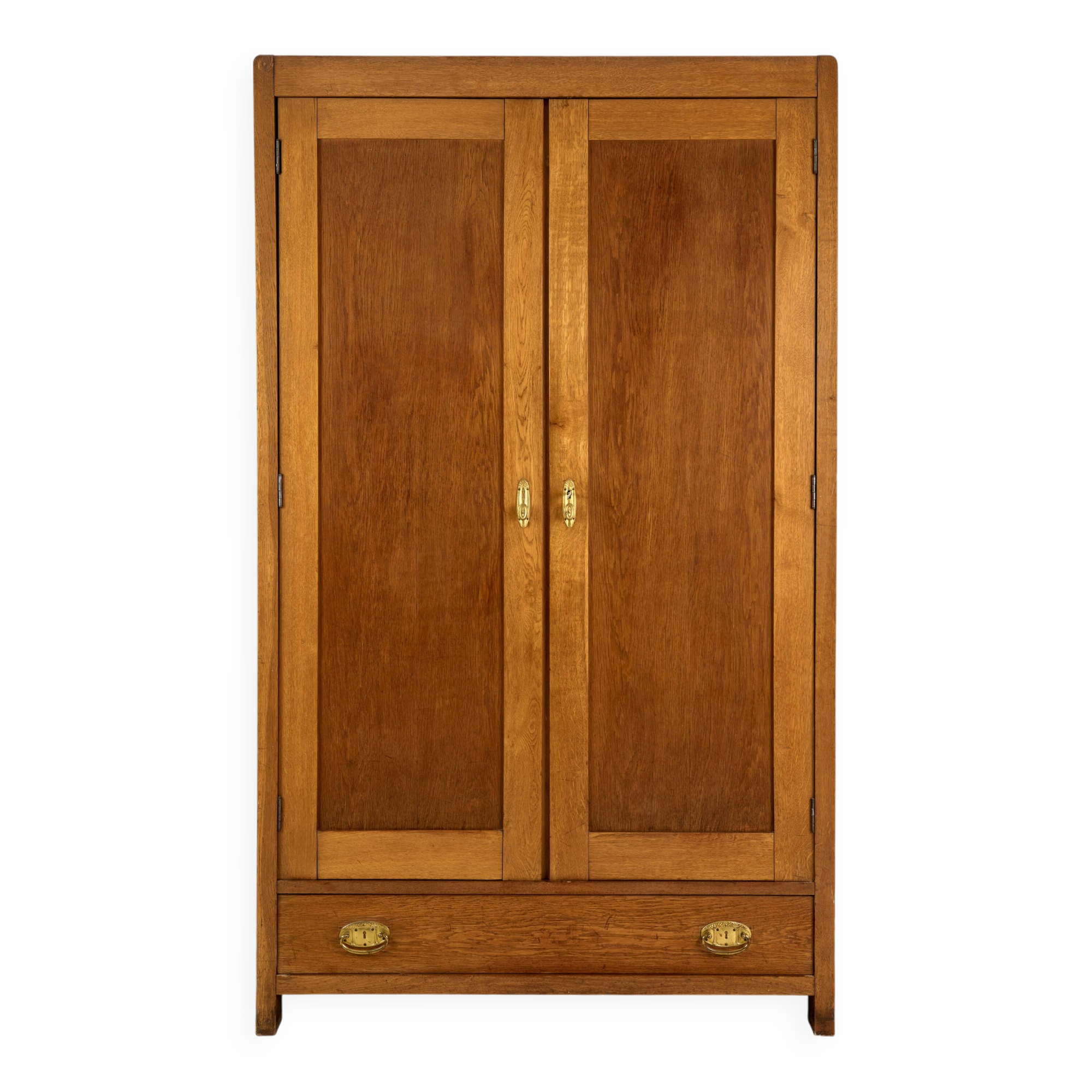 Vintage Wooden Wardrobe, 1930s, Czechoslovakia