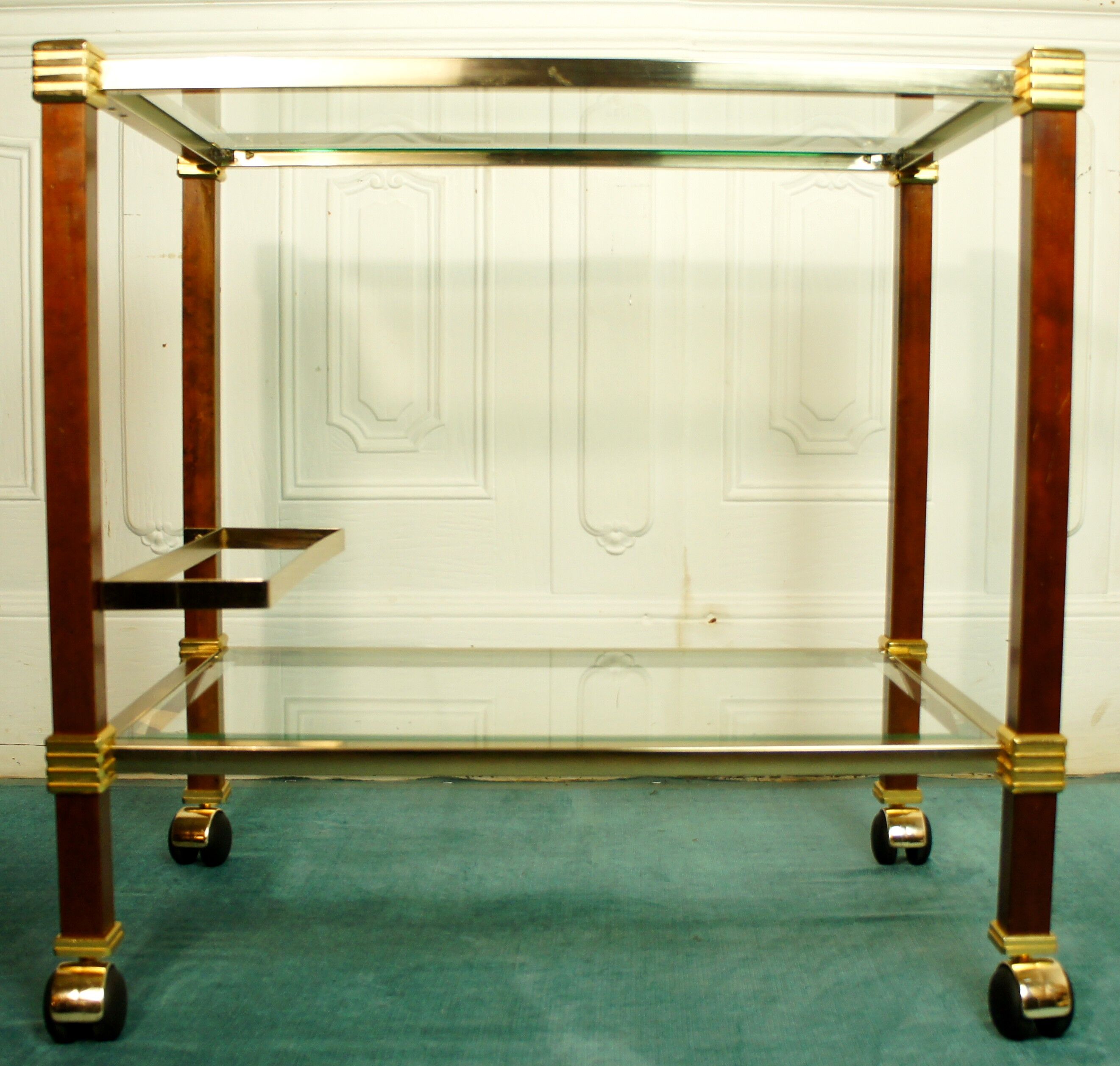 Dessert bar "Hollywood Regency" in gold metal, bevelled glass and mahogany