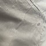 Linen tablecloth .embroidered .monogram T P . 296 cm x 170 cm