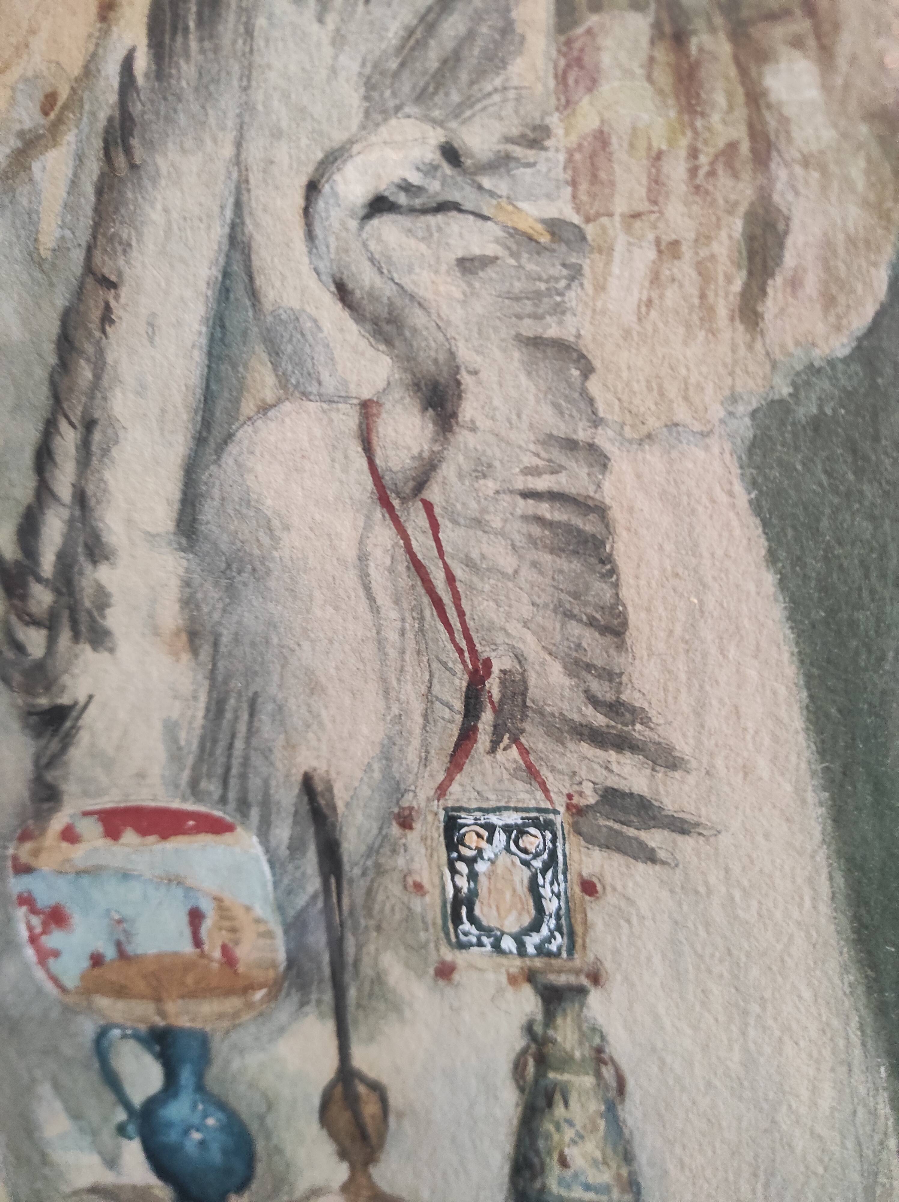 Aquarelle ancienne française, Charles Bruneau (?-1891)