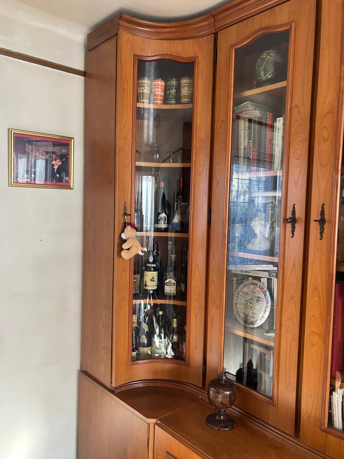 Showcase library in solid wood with two sections