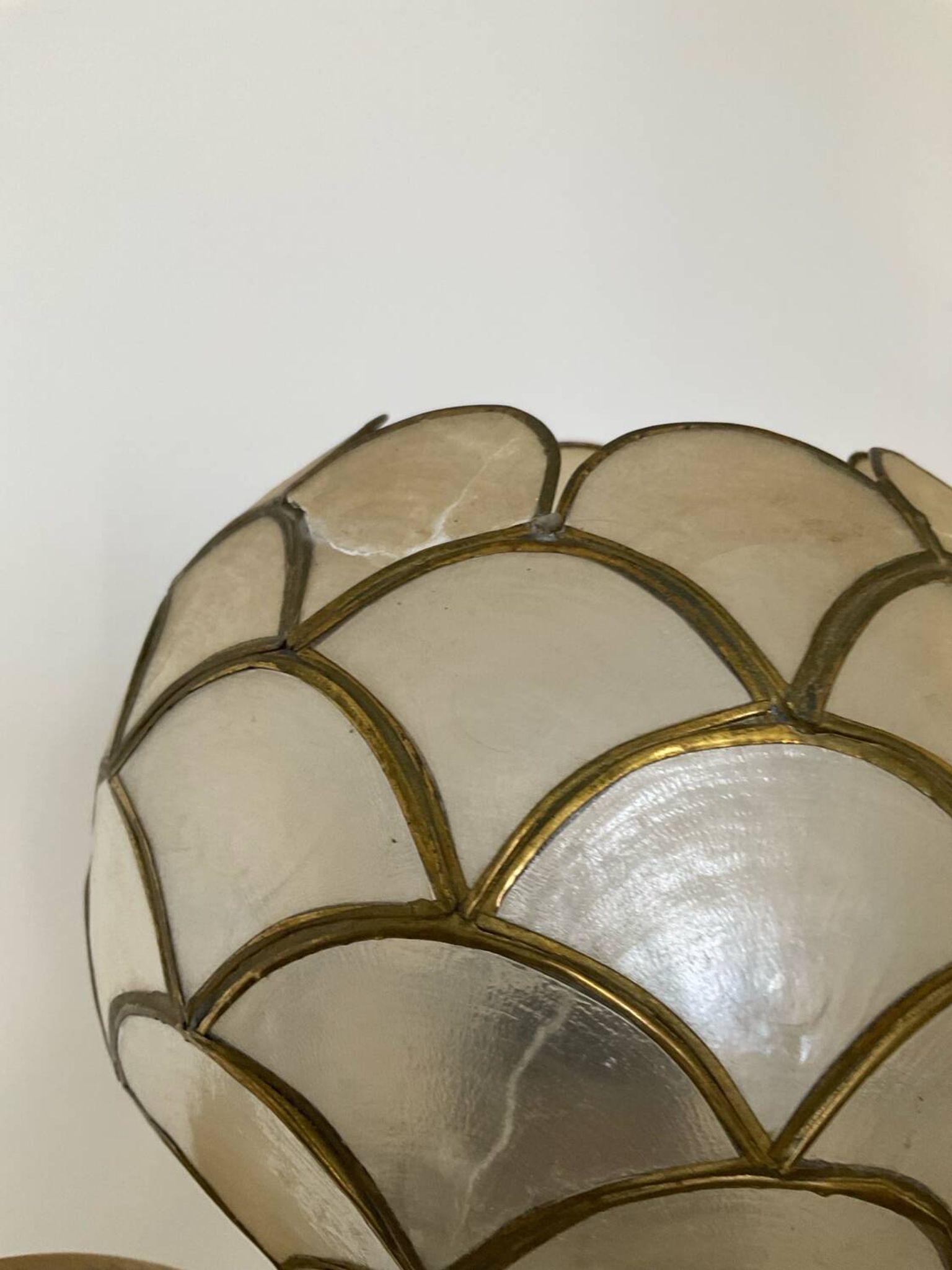 Vintage brass and mother-of-pearl floor lamp from the 70s