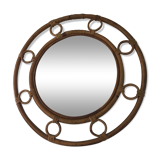 Vintage rattan round mirror 43cm