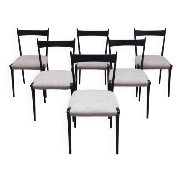 Ensemble rare de 6 chaises de salle à manger 'S11' par Alfred Hendrickx pour Belform, années 1950.