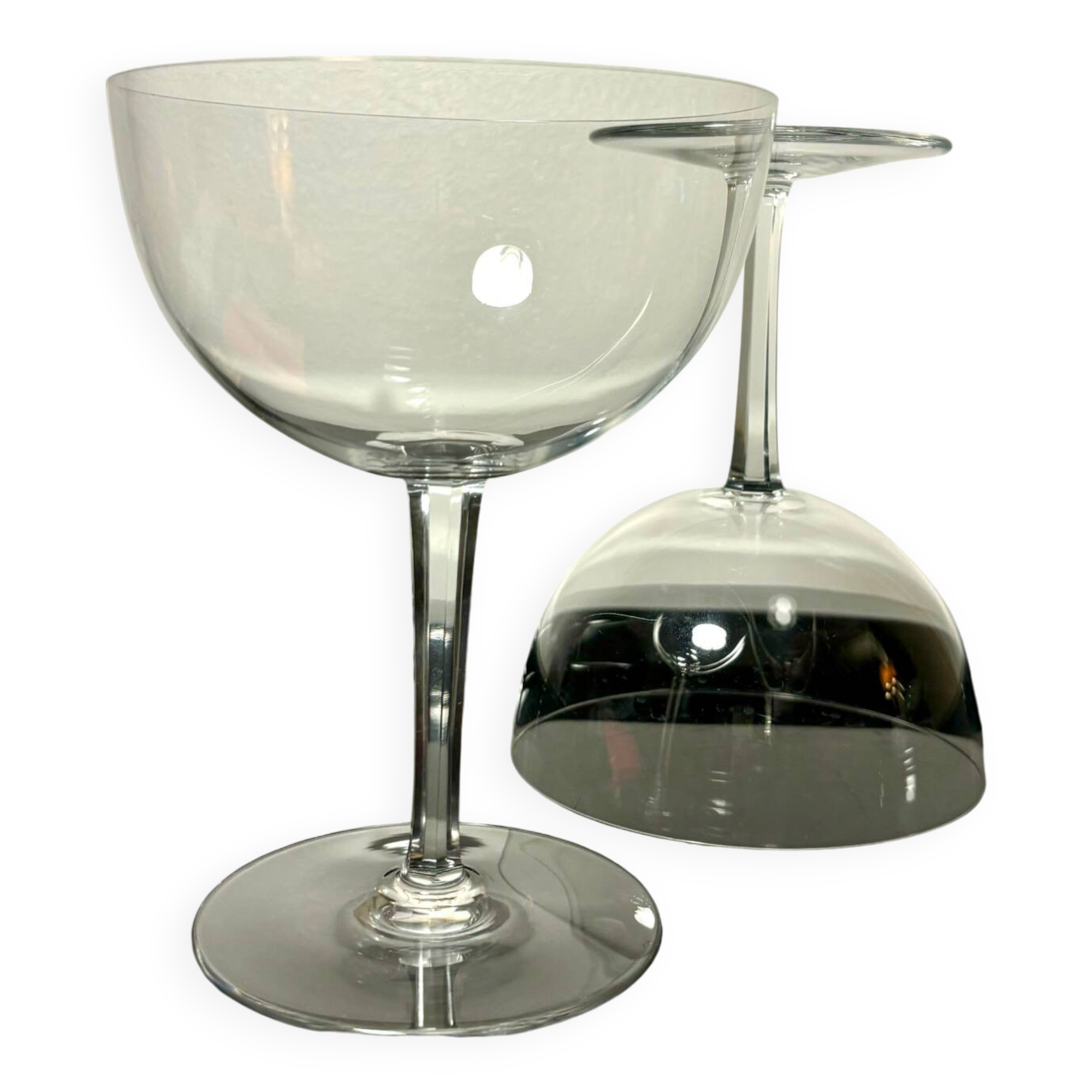 Two giant champagne tasting glasses Baccarat