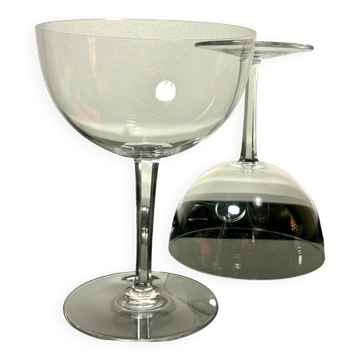 Two giant champagne tasting glasses Baccarat