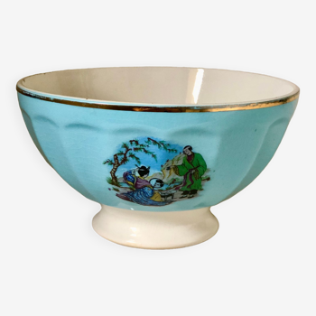 Old blue bowl with facets Asian décor