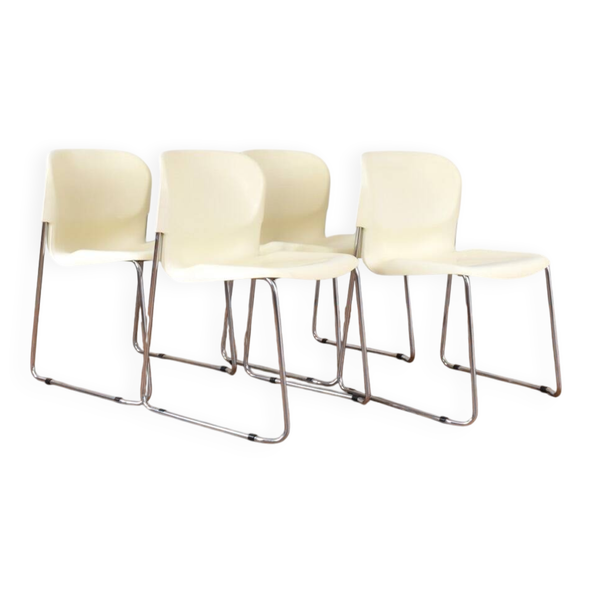 SM400K White Swing Chair by Gerd Lange for Drabert, Set of 4, 1980s