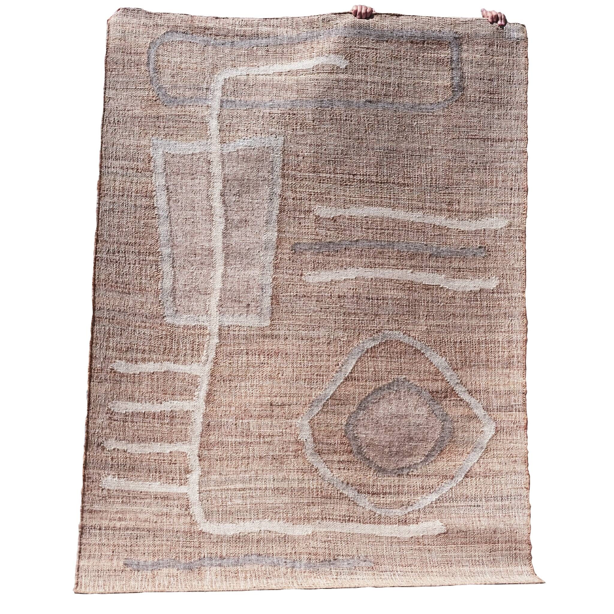 Woven jute and wool rug 240x170cm