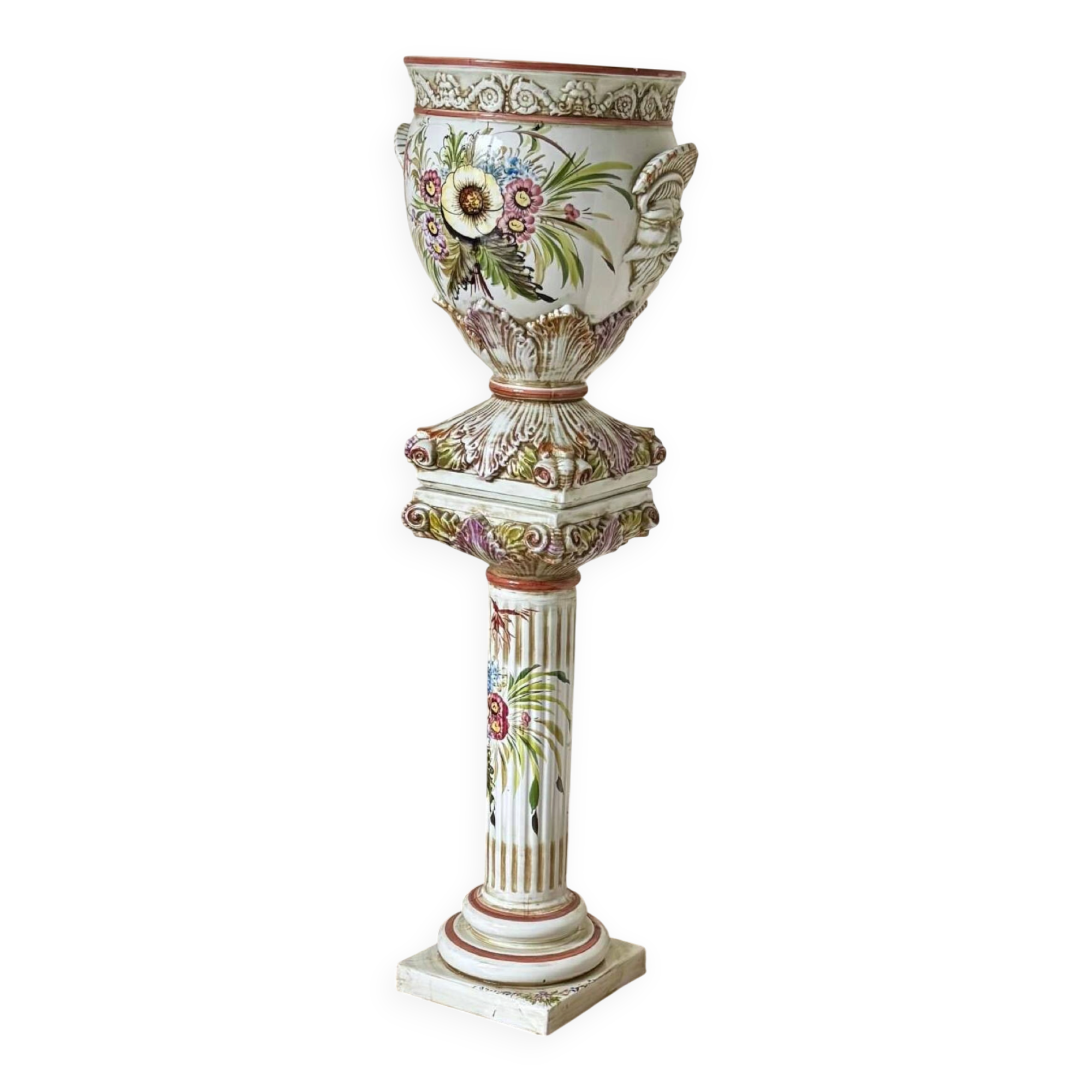 Magnificent gardener set. ceramic signed alfal.