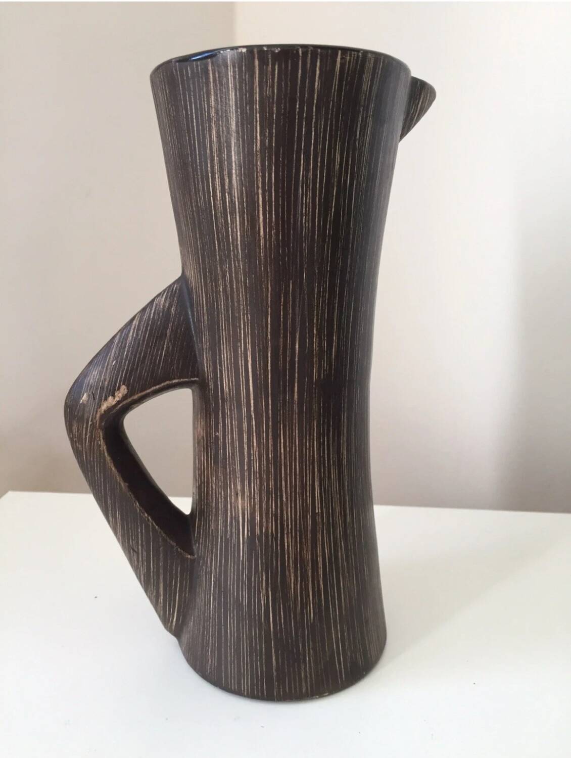 Pichet en céramique effet bois, 1950