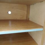 Small vintage piece of furniture with a shallow depth, re-enchanted in grey-green.