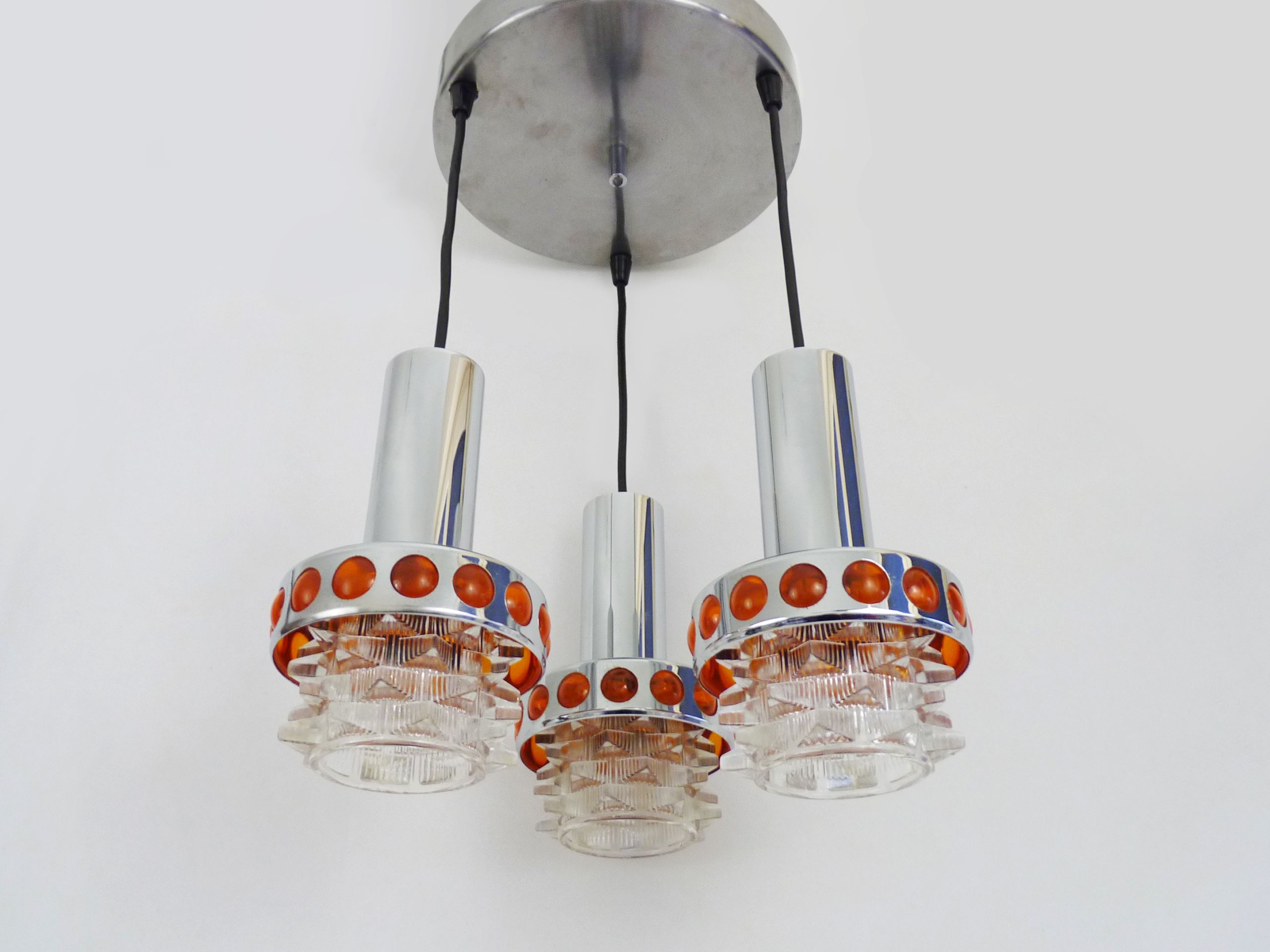 Suspension waterfall vintage Raak Amsterdam Holland chrome polished glass chiseled. Year 70