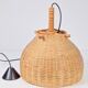 Scandinavian Wicker Rattan and Pine Pendant Lamp, 1960s