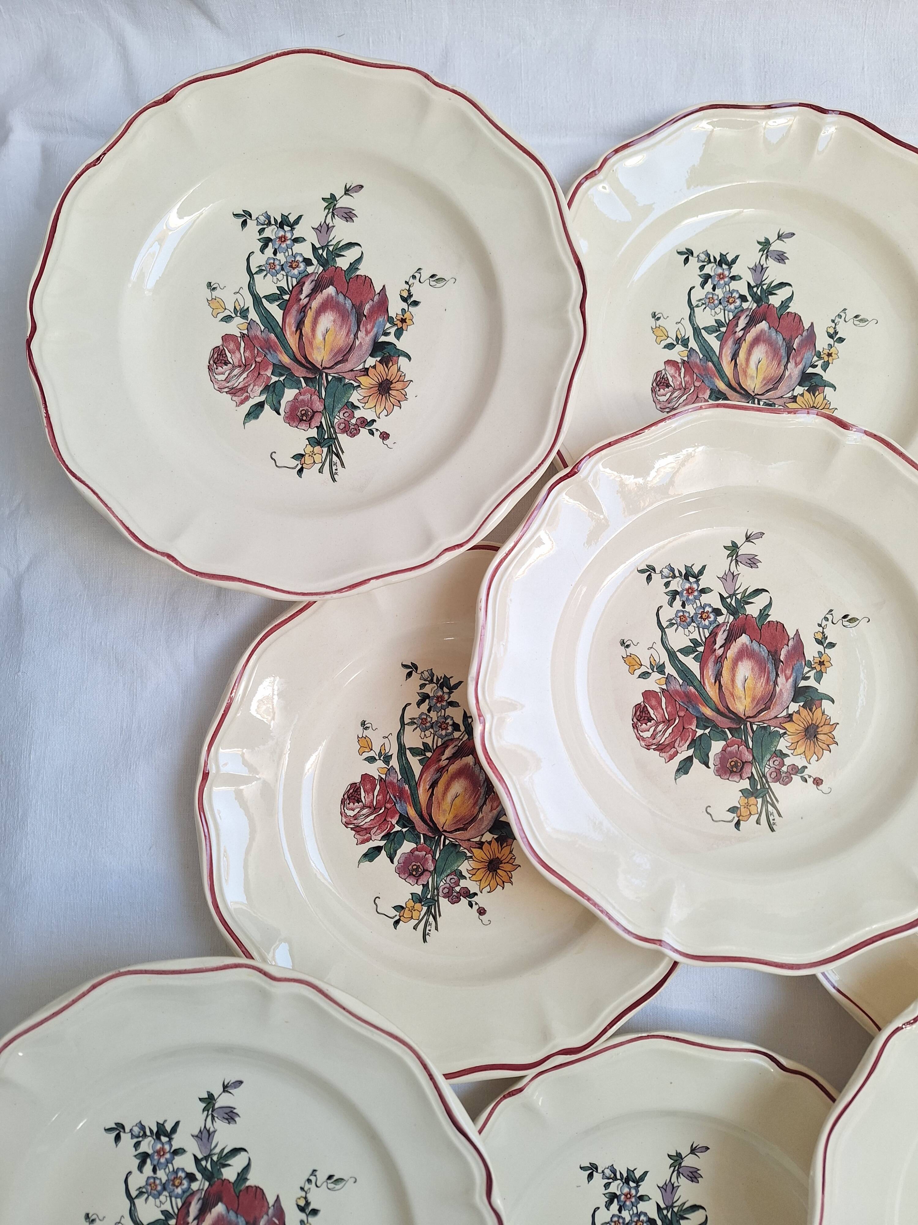 Flat plates Digoin Sarreguemines Model Loraine