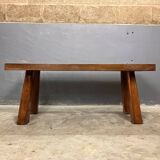 Brutalist oak seventies side table coffee table bench