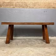 Table d'appoint brutaliste en chêne des années 70, table basse, banc