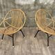 Pair of rattan and metal shell chairs, 1960