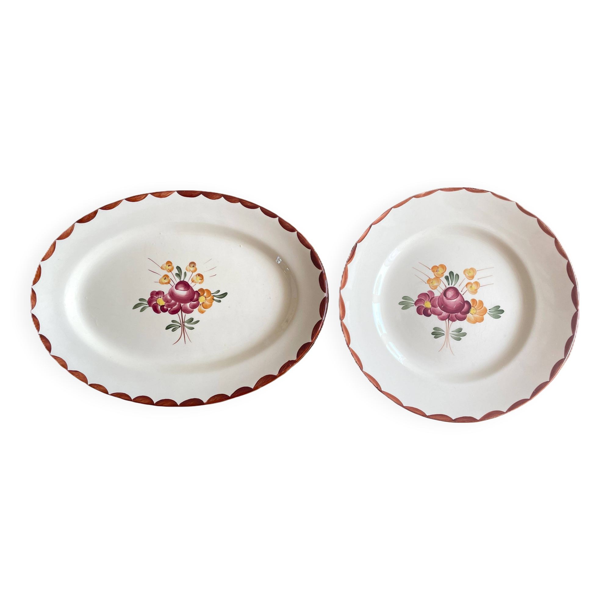 Pair of antique Longchamp earthenware dishes
