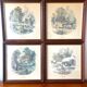 Set of 4 framed antique prints - 4 seasons