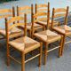 6 Scandinavian chairs in solid wood and straw, 1980