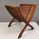 Teak newspaper/magazine rack, Danish, estimated 1970s–80s.