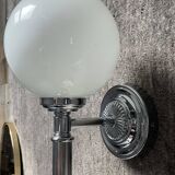 Vintage wall lamp in opaline and chrome metal