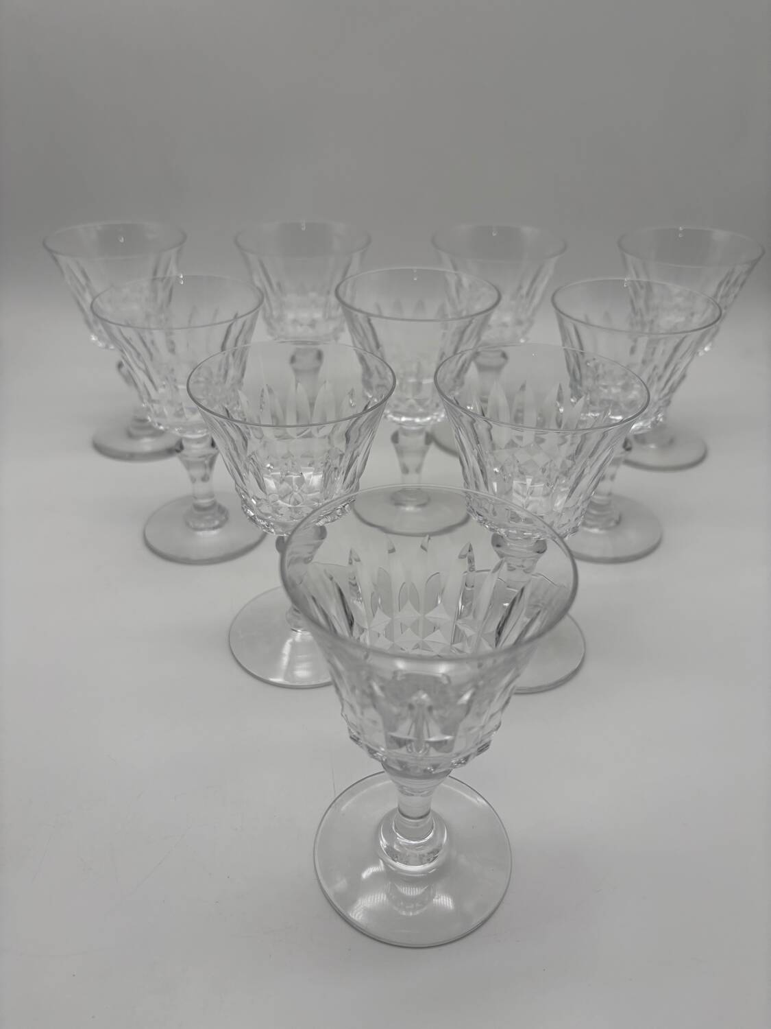 10 verres Baccarat, model Picadilly, France, verres à pied en cristal à porto / liqueur