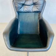 Vintage Danish swivel chair in black leather by Bramin