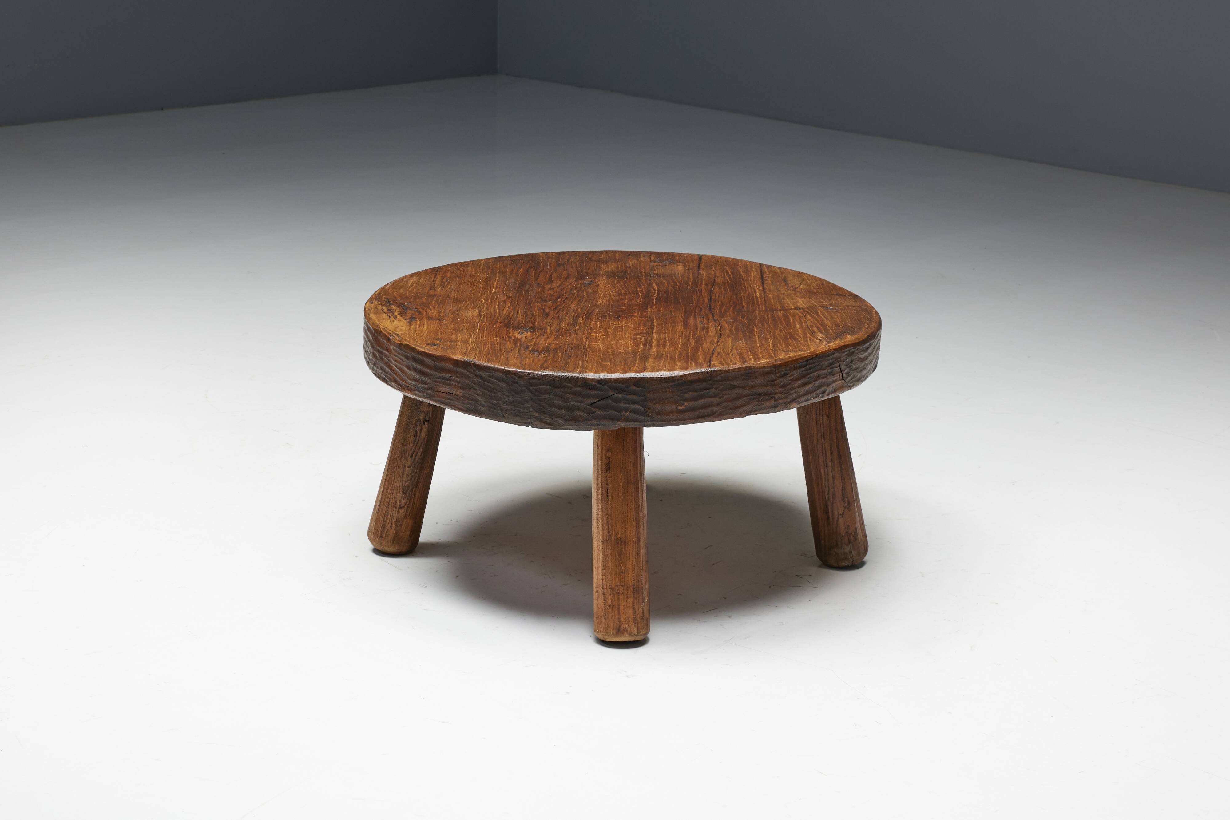 Brutalist Folk Art Coffee Table, France, 19th Century