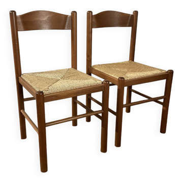 36 vintage beech and straw chairs – Sale by lots – Large series