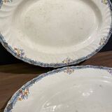 Two dishes in longwy earthenware, pasteur model