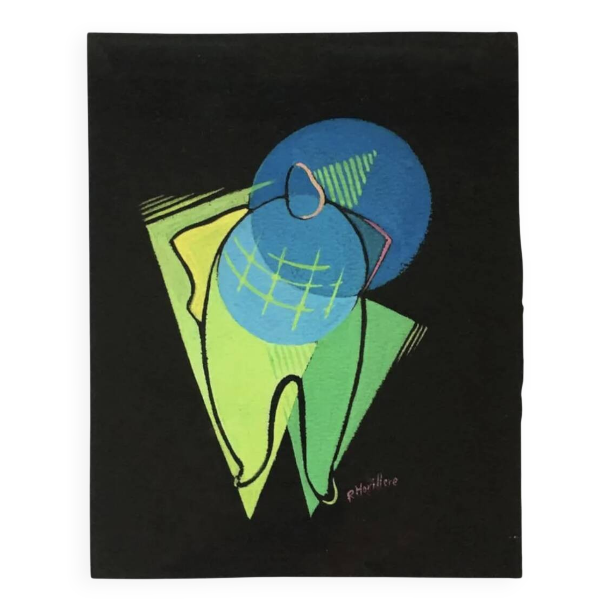 Small cubist painting. France, 1950s.