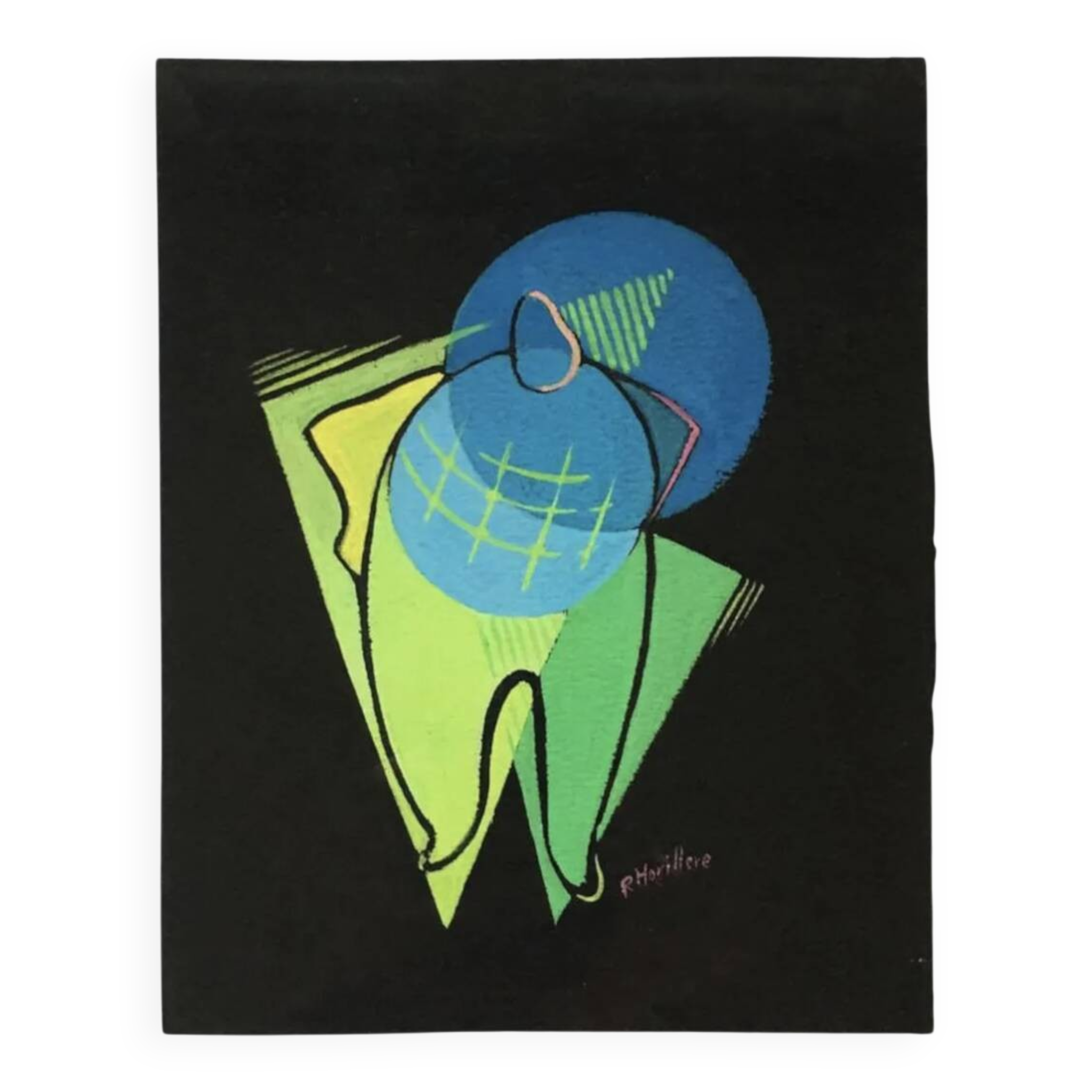 Small cubist painting. France, 1950s.